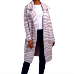 Rachel Zoe Zebra Print Cardigan Sweater Jacket Size 2X Tan Beige
